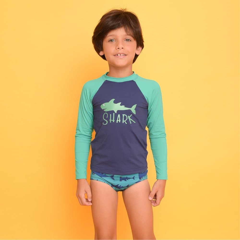 Blusa UV Magah Infantil Estampada Shark