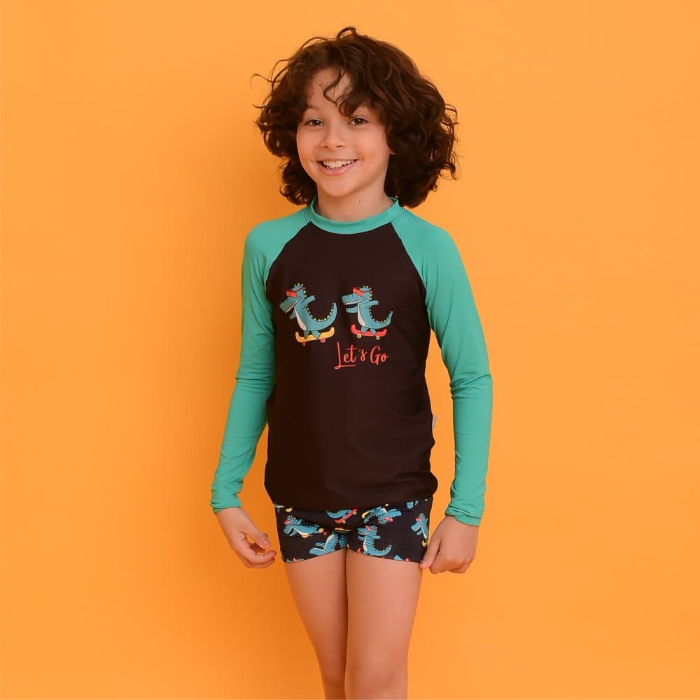 Blusa UV Magah Infantil Estampada Jacaré