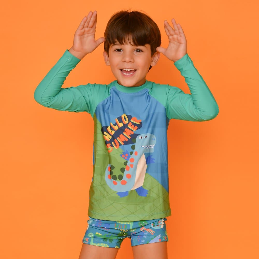 Blusa UV Magah Infantil Estampada Dinossauro