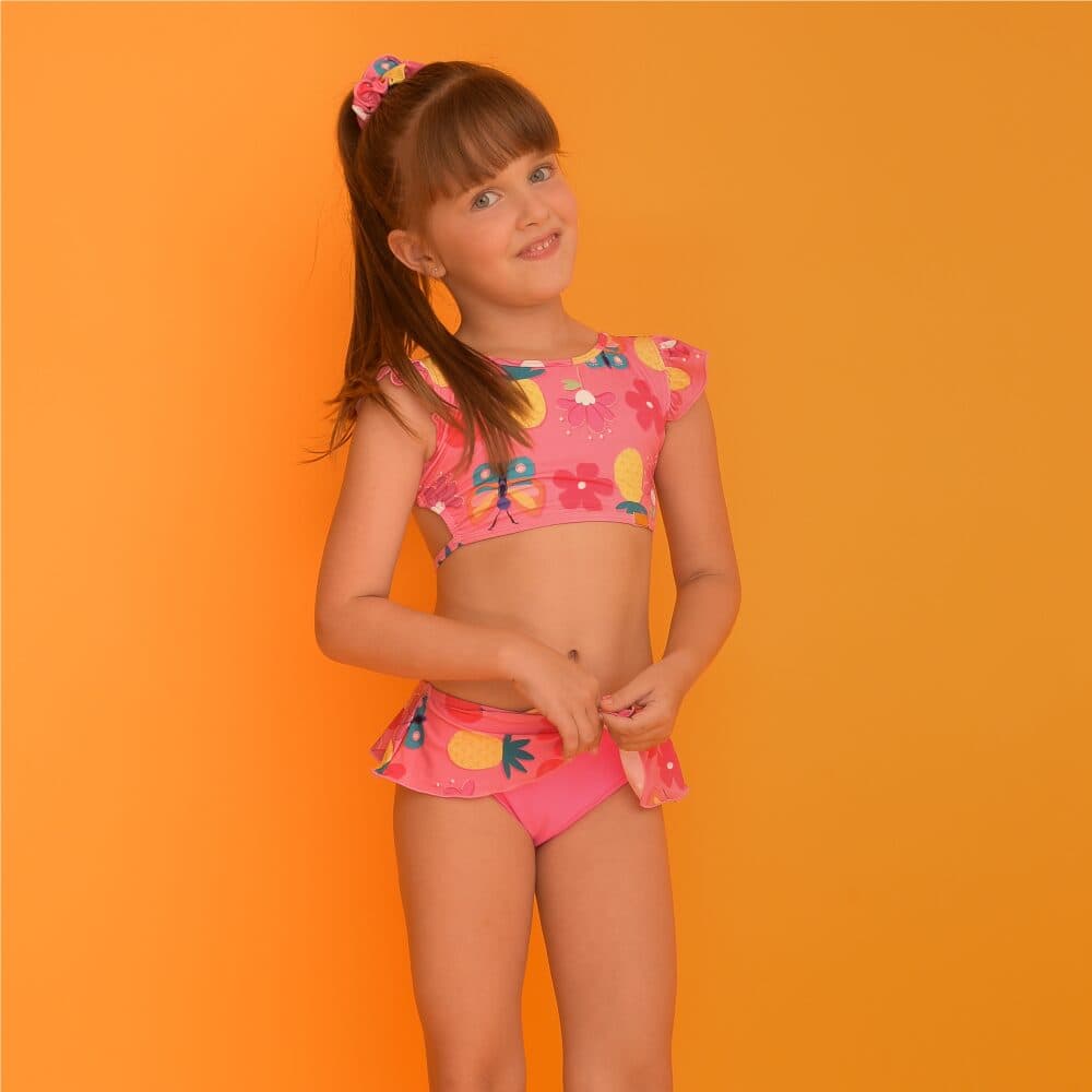 Biquíni Magah Infantil Maitê Borboleta Rosa