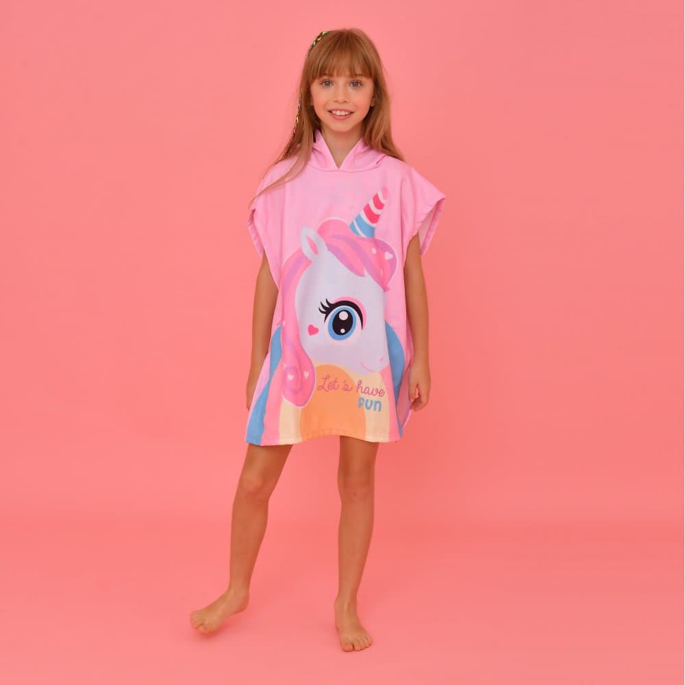 Saída Magah Infantil Poncho Unicórnio