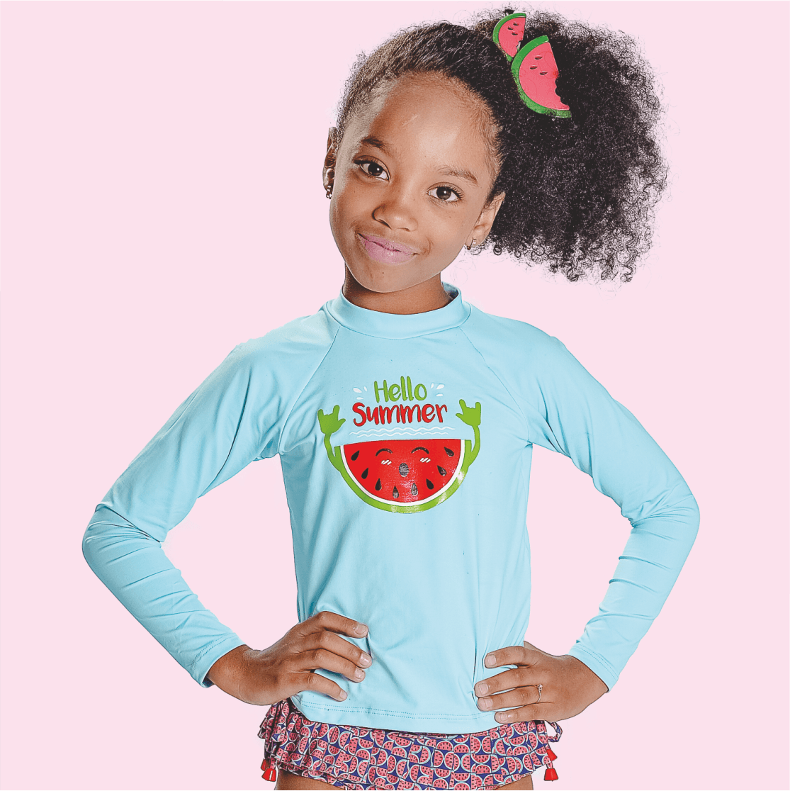 Blusa UV Feminina Verde Água/Melancia