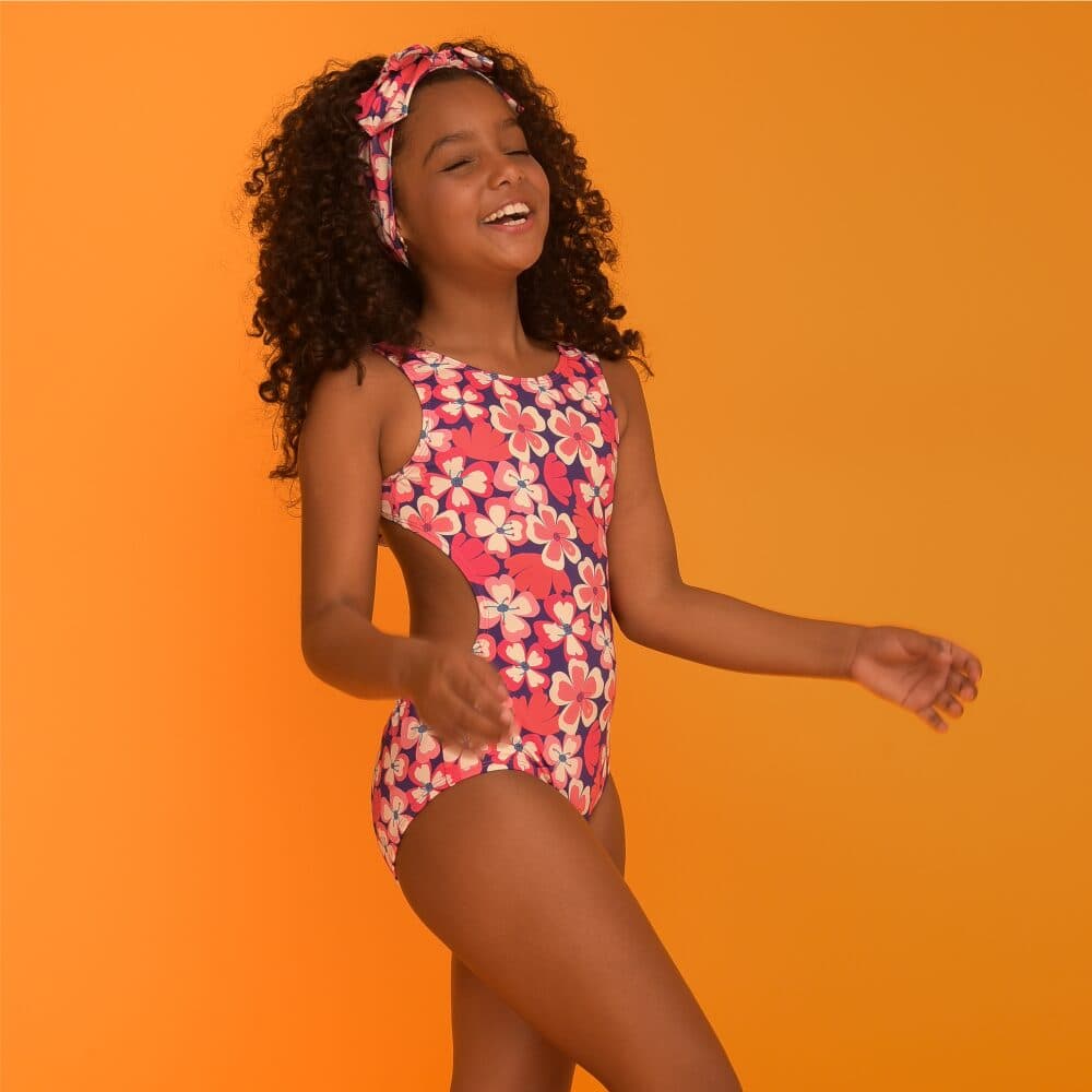 Maiô Magah Infantil Sarah Floral Pink