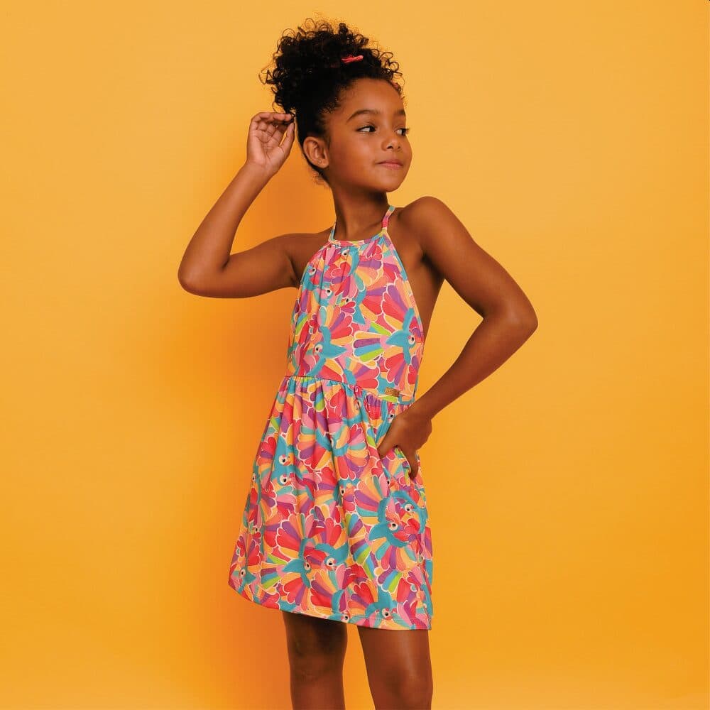 Saída Magah Infantil Vestido Rô Arara
