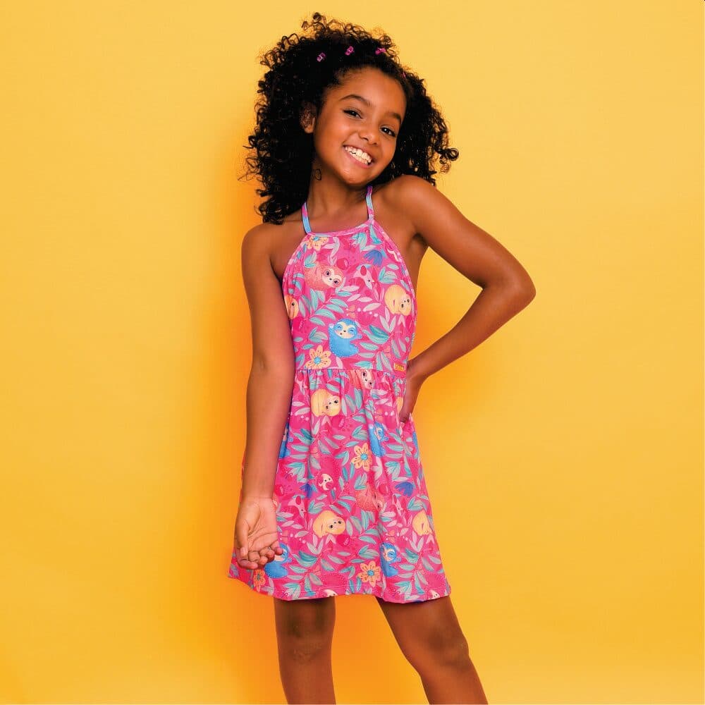 Saída Magah Infantil Vestido Rô Preguiça