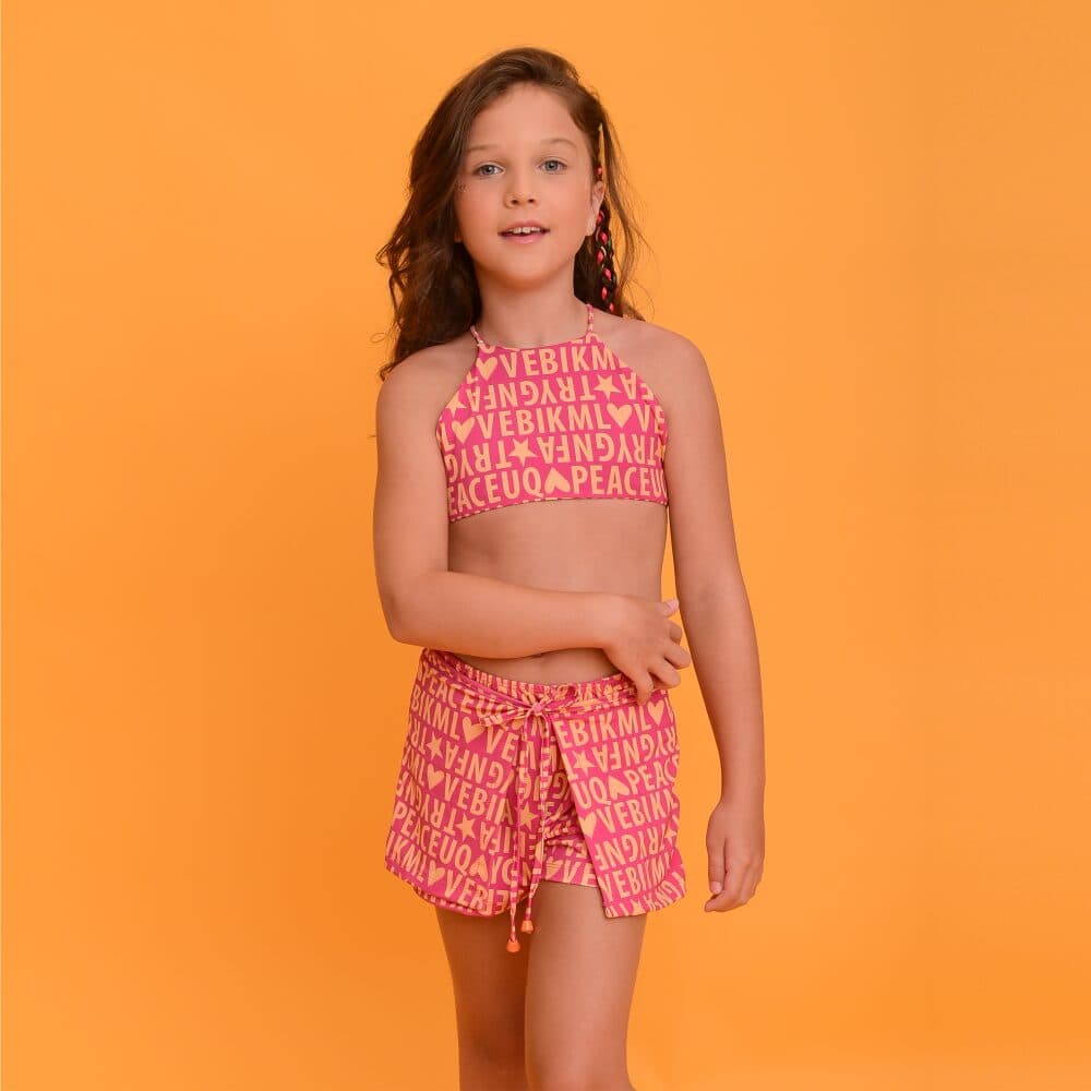 Saída Magah Infantil Short Saia Tânia Letras