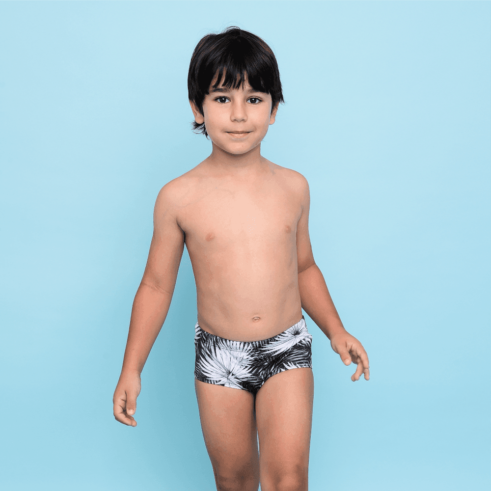 Sunga Magah Infantil Marcelo Slim Folhas Cinza