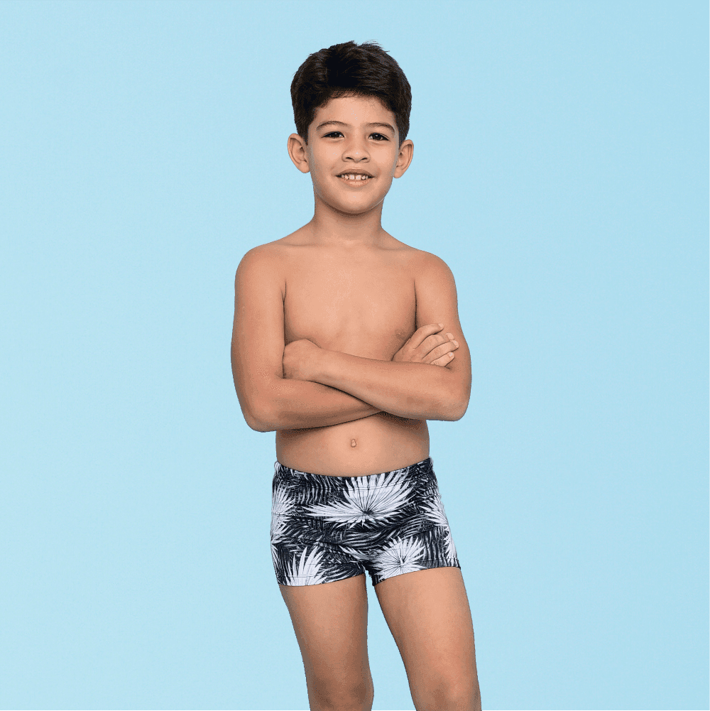 Sunga Magah Infantil Gabriel Boxer Folhas Cinza