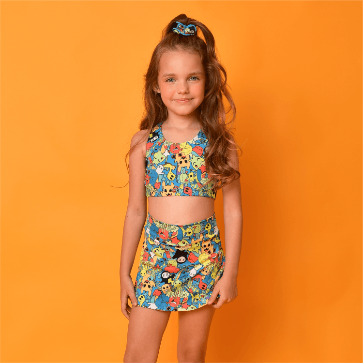Short Saia Rose Monstrinhos